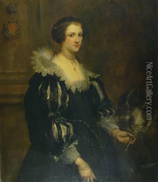 Portrat Einer Frau Mit Spitzenkragen, Nach Van Dyck Oil Painting - Eugene Joors