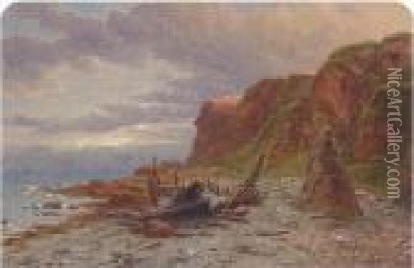 Under The Crags, Auchmithie Oil Painting - Waller Hugh Paton