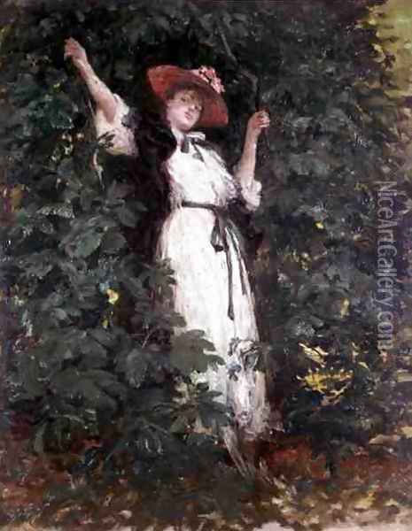 Sarah Bernhardt in the Trees Oil Painting - Georges Jules Victor Clairin
