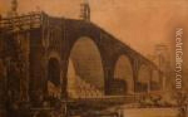 Pont Romain Oil Painting - Giovanni Battista Piranesi
