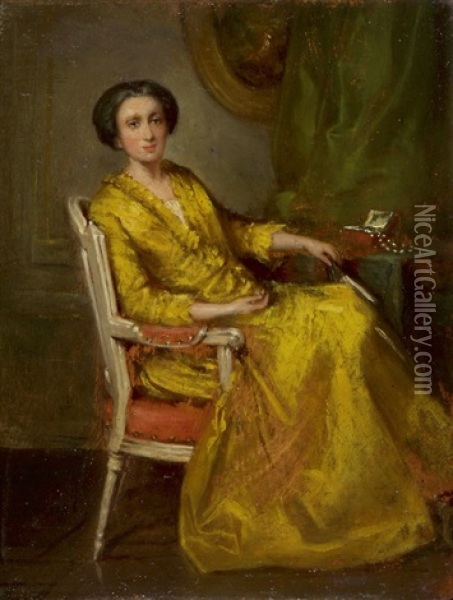 Bildnis Einer Dame Im Gelben Kleid Oil Painting - Charles Francois Pecrus