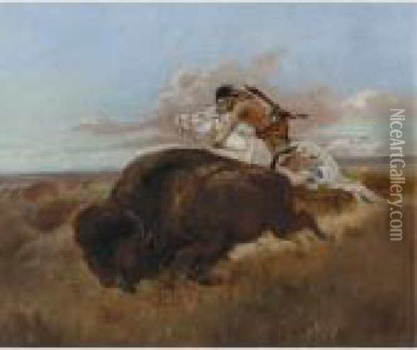 Buffalo Hunting Oil Painting - Charles Marion Russell