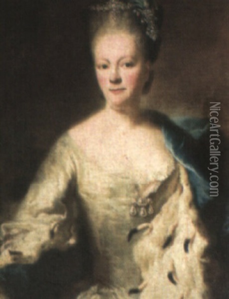 Portrait Of Josepha Hyacintha Grafin Von Parzie, Half-length Oil Painting - George de Marees