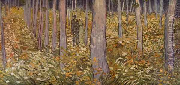 Sous-bois avec deux personnages 1890 Oil Painting - Vincent Van Gogh