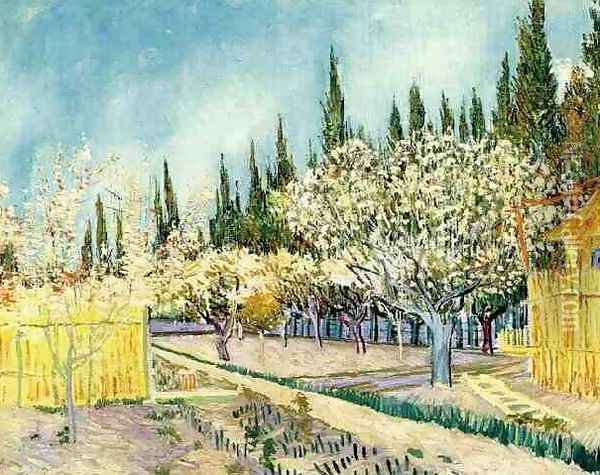 Orchard In Blossom Bordered By Cypresses II Oil Painting - Vincent Van Gogh