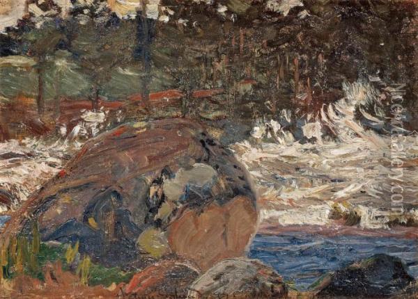 Turbulent River Oil Painting - Helmer Osslund