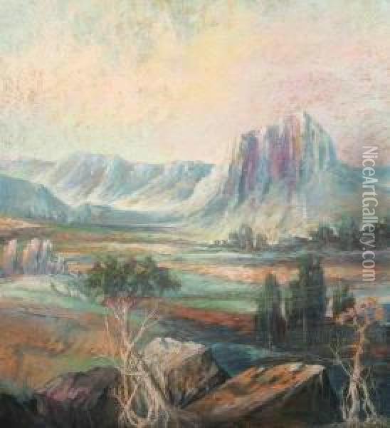 Southwest Landscape Oil Painting - Leonid Gechtoff
