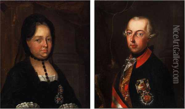 Kaiserin Maria Theresia Im Witwenkleid Oil Painting - Josef Hichel