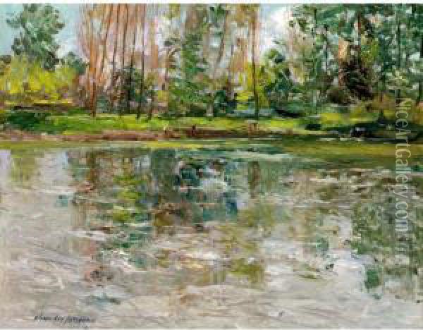 River Scene Oil Painting - Alexander Jamieson
