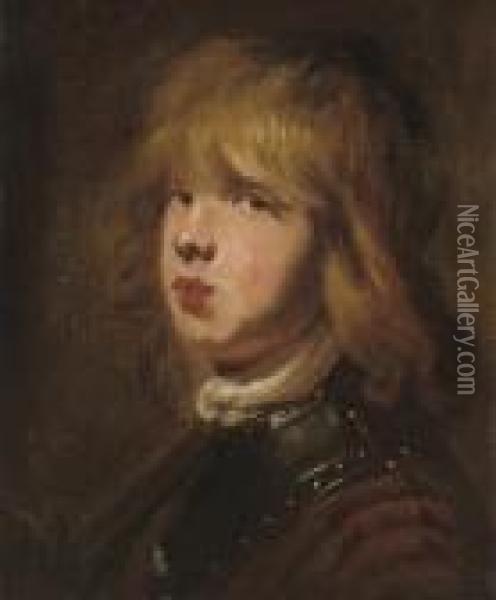 Portrait Of A Boy In An Armoured Breastplate Oil Painting - Jan De Bray
