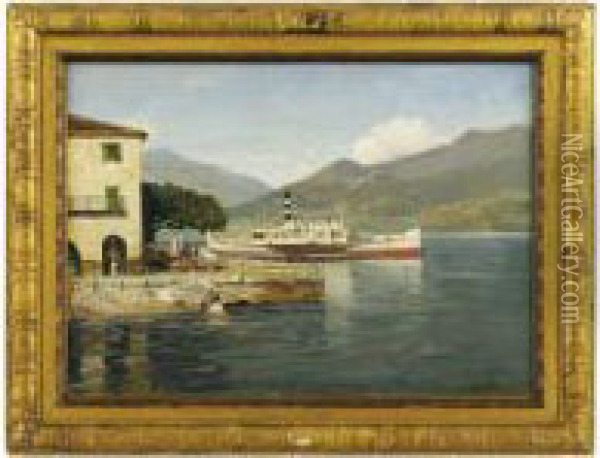 Traghetto Sul Lago Maggiore Oil Painting - Leopoldo Galeota