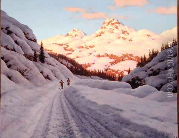 The Late Afternoon Ski Run Oil Painting - Ivan Fedorovich Choultse