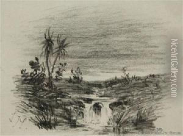 Waterfall Oil Painting - Louis John Steele