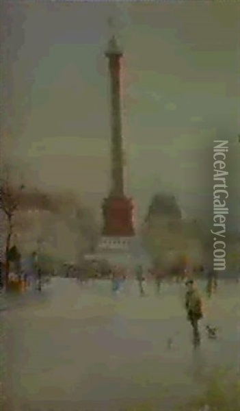 La Place De La Bastille Oil Painting - Jean Francois Raffaelli