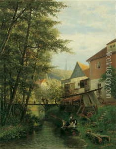 Wascherinnen Am Bach Oil Painting - Jacobus Johannes Van Poorten