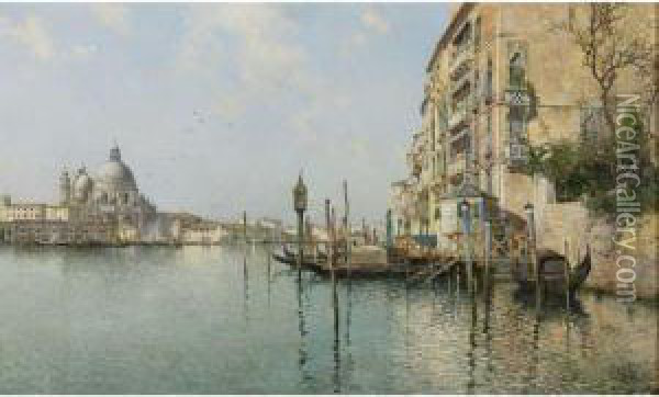 At The Mouth Of The Grand Canal, Santa Maria Della Salute In Thedistance Oil Painting - Emilio Sanchez-Perrier