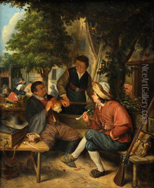Rozhovor Oil Painting - Jacobus Johannes Lauwers