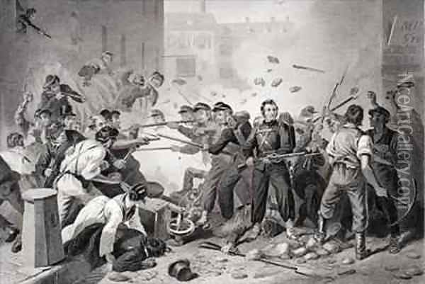 Massachusetts militia passing through Baltimore Pennsylvania Oil Painting - Felix Octavius Carr Darley