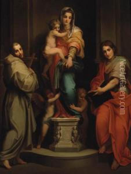 The Madonna Of The Harpies Oil Painting - Andrea Del Sarto