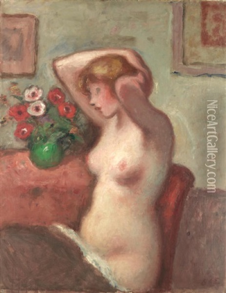 Seated Nude Oil Painting - Georges d'Espagnat