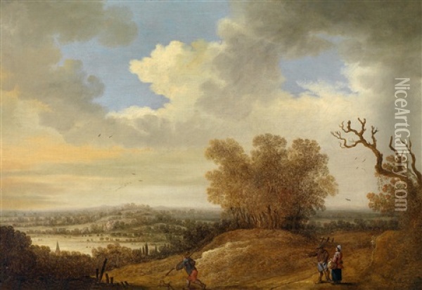 Dunenlandschaft Mit Reisenden Auf Einem Weg Oil Painting - Johannes Pietersz Schoeff