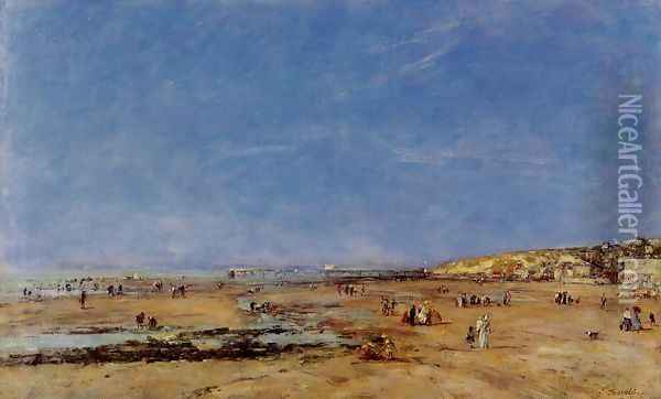 Trouville, Panorama of the Beach Oil Painting - Eugene Boudin