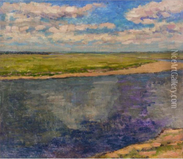 A Riverbank Near Moscow Oil Painting - Mikhail Nikolaevich Yakovlev