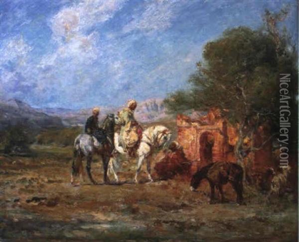 Halte De Cavaliers Aupres Du Marabout Oil Painting - Henri Emilien Rousseau