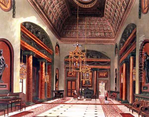 The Entrance Hall, Carlton House, engraved by R. Reeve, pub. 1819 by W.H.Pyne Oil Painting - Charles Wild