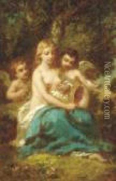 Toilet Of Venus Oil Painting - Narcisse-Virgile D Az De La Pena