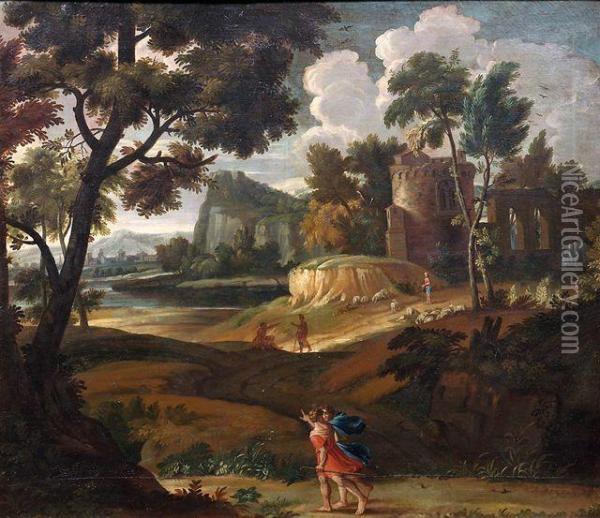 Klassische Flusslandschaft Mit Kastell Oil Painting - Pieter the Younger Mulier