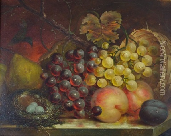 Still Life Of Fruit With Birds Nest Oil Painting - Benjamin Roberts