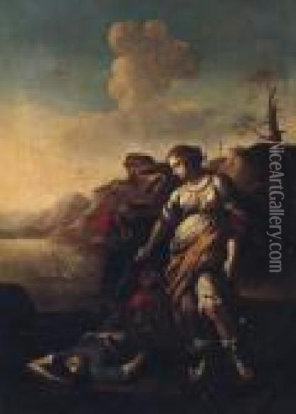 Diana And Endymion (?) Oil Painting - Salvator Rosa
