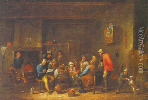 Peasants Making Merry In An Inn Oil Painting - Egbert van Heemskerck the Younger
