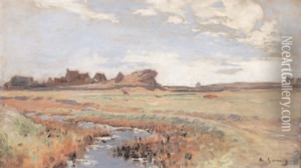 Paysage De Lande Bretonne Oil Painting - Adolphe Ernest Gumery
