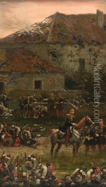 Grenadiers De La Garde Imperiale Au Repos (fragment Du Panorama De Rezonville) Oil Painting - Edouard Jean Baptiste Detaille