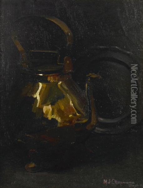 Still Life With Pitcher And Plate Oil Painting - Minerva Josephine Chapman