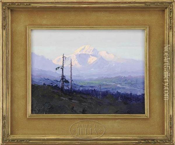 Mount Mckinley From My Camp In Peter's Hills, Alaska Oil Painting - Sidney Laurence
