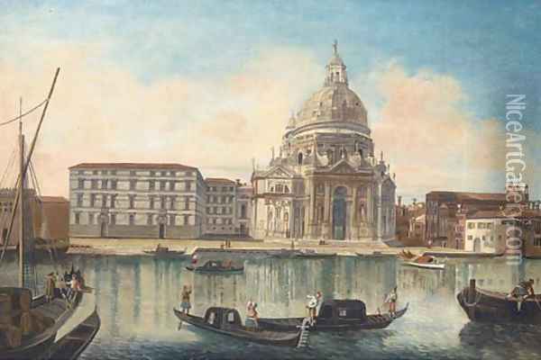 Gondolas before Santa Maria Salute, Venice Oil Painting - (Giovanni Antonio Canal) Canaletto