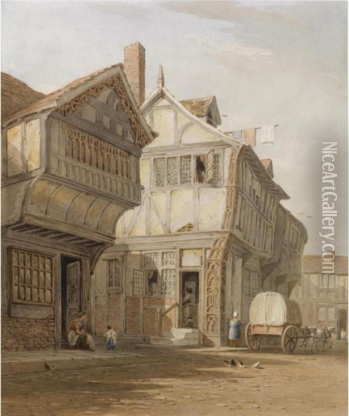 Old Houses, Coventry Oil Painting - John Varley