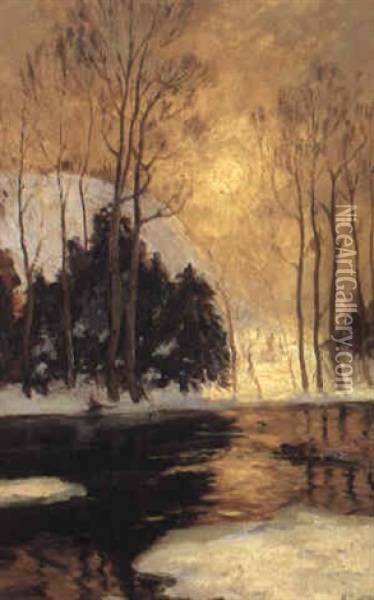 A Winter Morning On The Cach, River Oil Painting - Maurice Galbraith Cullen