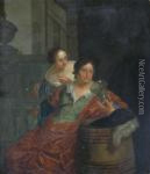 De Verleiding - La Tentation. Oil Painting - Willem van Mieris