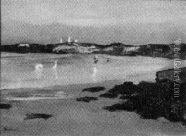 Beach Scene Oil Painting - Joseph Davol
