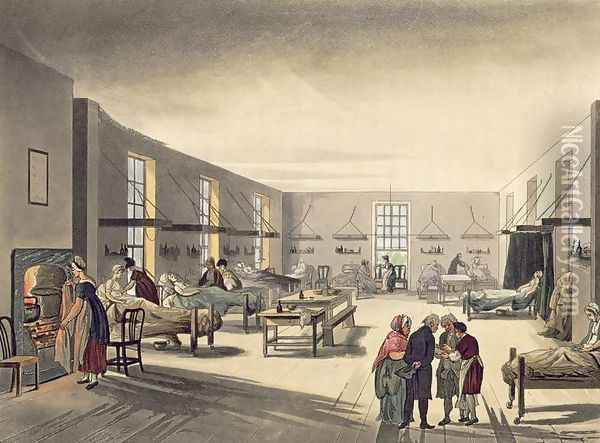 Middlesex Hospital from Ackermanns Microcosm of London Oil Painting - T. Rowlandson & A.C. Pugin