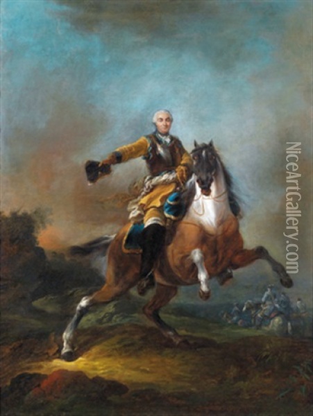 Angebliches Reiterbildnis Des Grafen Hermann Moritz Von Sachsen Oil Painting - Francesco Giuseppe Casanova