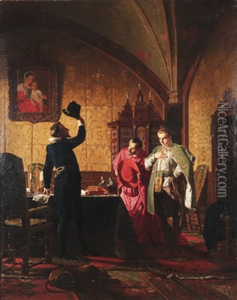 Grigory Otrepiev In Front Of The Polish King Sigismund Oil Painting - Karl Bogdanovich Venig