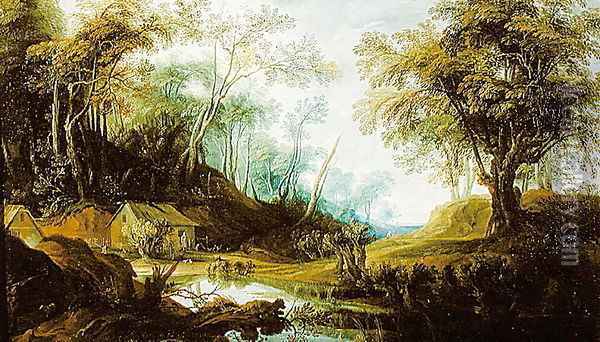 Wooded Landscape with a Pond Oil Painting - Pieter Snayers