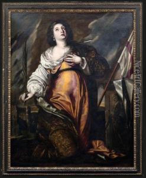 Ursula Als Martyrerin Oil Painting - Francesco Pacecco De Rosa