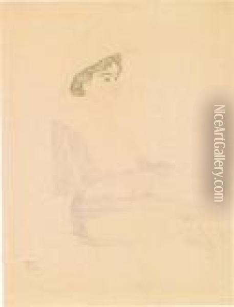 Donna Seduta Con Cappello Vestita Di Viola Oil Painting - Egon Schiele
