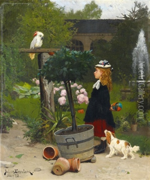 Der Neue Spielkamerad Oil Painting - Julius Johann Ferdinand Kronberg